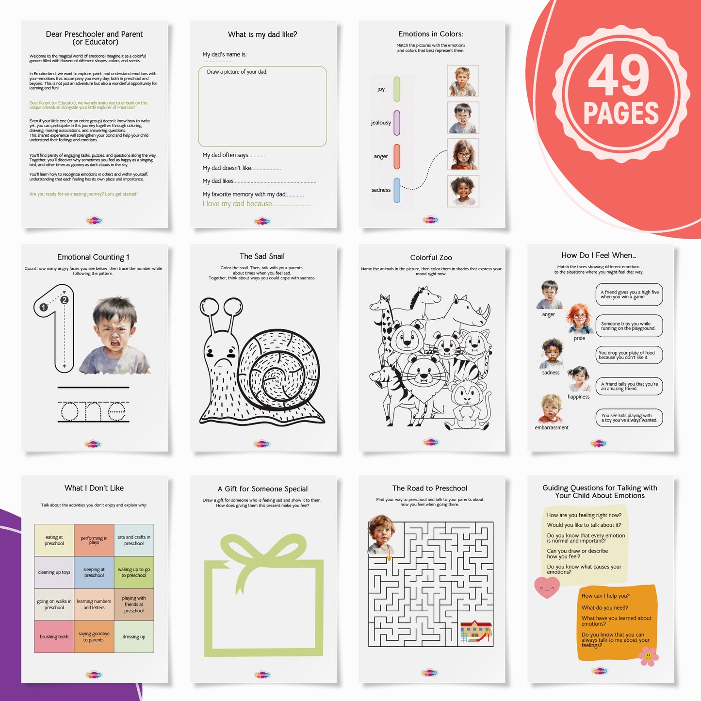 Kindergarten Emotions Playbook - SEL Workbook (Ages 3-6)