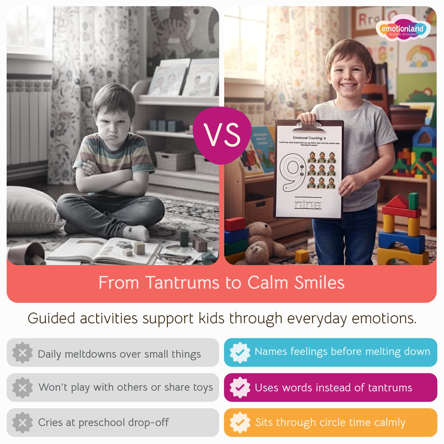 Kindergarten Emotions Playbook - SEL Workbook (Ages 3-6)